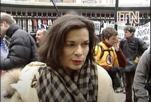 Iraq War protest in London, Bianca Jagger ITN interview, February 2003