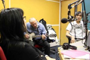 Anna Chen hosts Madam Miaow's Culture lounge at Resonance FM. Guests Charles Shaar Murray & Hi Ching. Photo Navjot Singh