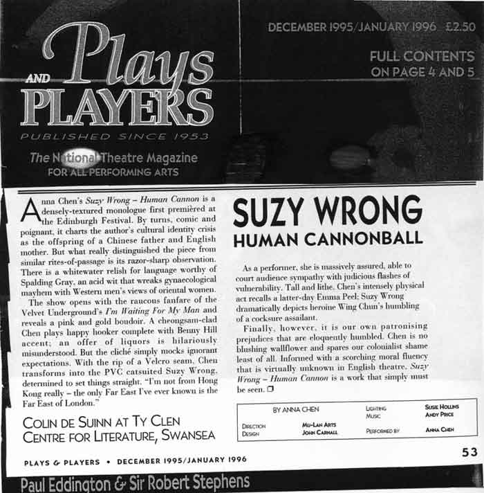 Anna Chen Suzy Wrong Edinburgh Plays & Players review