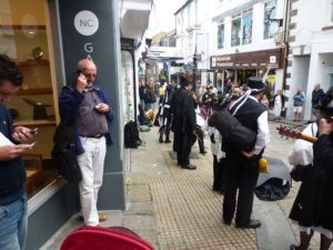 Chris Eldon-Lee recording in Fore Street, St Ives. Photo Anna Chen