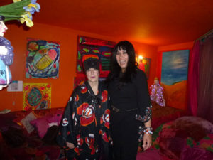 Anna Chen with artist and writer Molly Parkin in her Chelsea flat. Photo Mukti Jain Campion