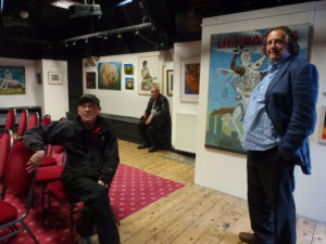 Paul Anderson, Charles Shaar Murray and Bob Devereux in the St Ives Arts Club. Photo Anna Chen