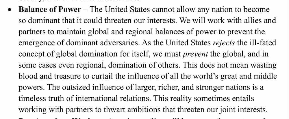 Trump National Security Strategy Balance of Power November 2025